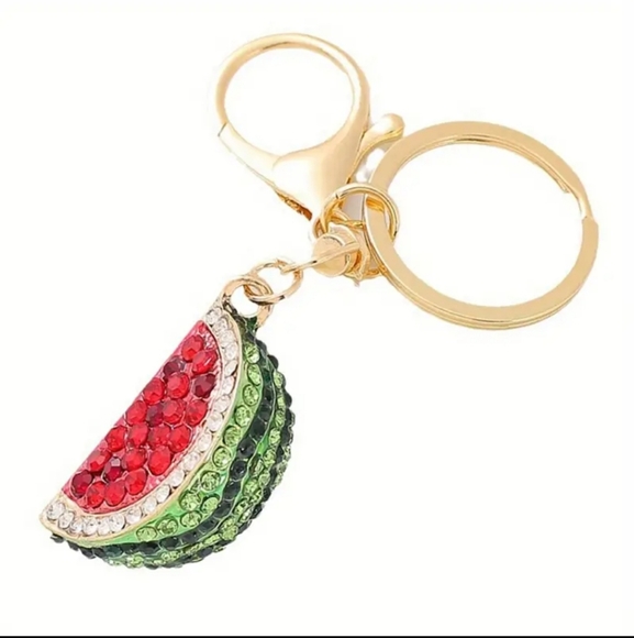 NEW! Rhinestone Watermelon🍉 Keychain Bag 🎒👜 Charm ~ 🎁, Summer, Fruit - Picture 4 of 9